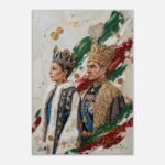 Printed Canvas Art – Luxurious 3D-Illusion Impasto Portrait of the Shah and Empress — detail 2