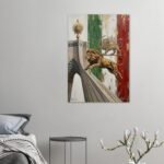 Printed Canvas Art – The Shahyad Tower, Iranian Flag, and Leaping Lion — detail 3