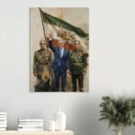 Printed Canvas Art – Three Generations of the Pahlavi Dynasty and the Lion & Sun Flag