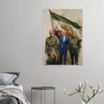 Printed Canvas Art – Three Generations of the Pahlavi Dynasty and the Lion & Sun Flag — detail 2