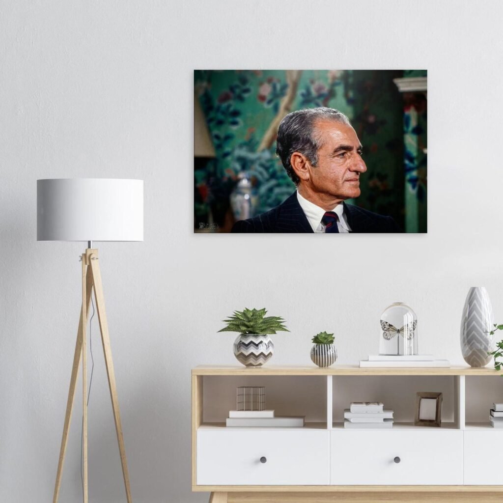 Profile Portrait of Mohammad Reza Shah in a Suit – Classic Luxury Canvas Wall Art — detail 4