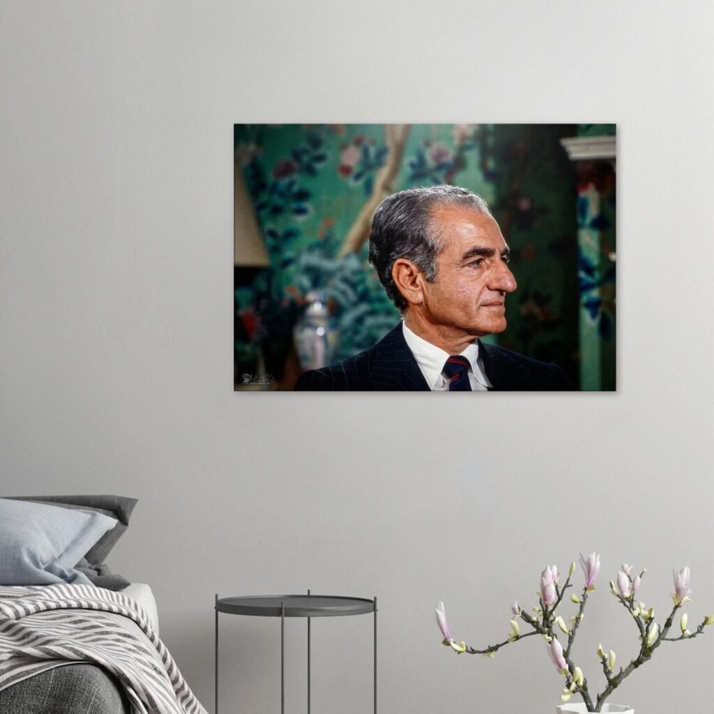 Profile Portrait of Mohammad Reza Shah in a Suit – Classic Luxury Canvas Wall Art — detail 5