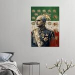 Reza Shah Pahlavi Historic Iranian Flag Canvas Wall Art – Royal Portrait Decor — detail 3