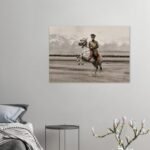 Reza Shah Pahlavi on Horseback – Historic Military Canvas Art — detail 4