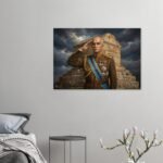 Reza Shah Pahlavi Portrait Canvas – Historic Persian Wall Art, Tomb of Cyrus Illustration — detail 3