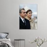 Shah and Farah Pahlavi Airport Portrait Canvas Wall Art – Persian Imperial Decor — detail 3