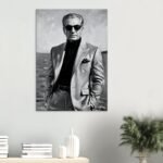 Shah of Iran – Stylish Monochrome Canvas Portrait