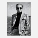 Shah of Iran – Stylish Monochrome Canvas Portrait — detail 3