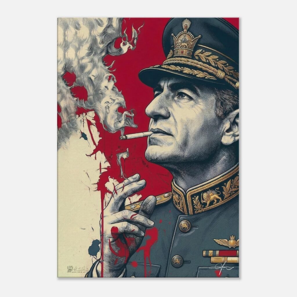 Shah of Iran – Stylized Military Uniform Canvas Portrait — detail 3