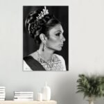 Shahbanu Farah Coronation Pearl Tiara Portrait Canvas Wall Art – Persian Imperial Decor