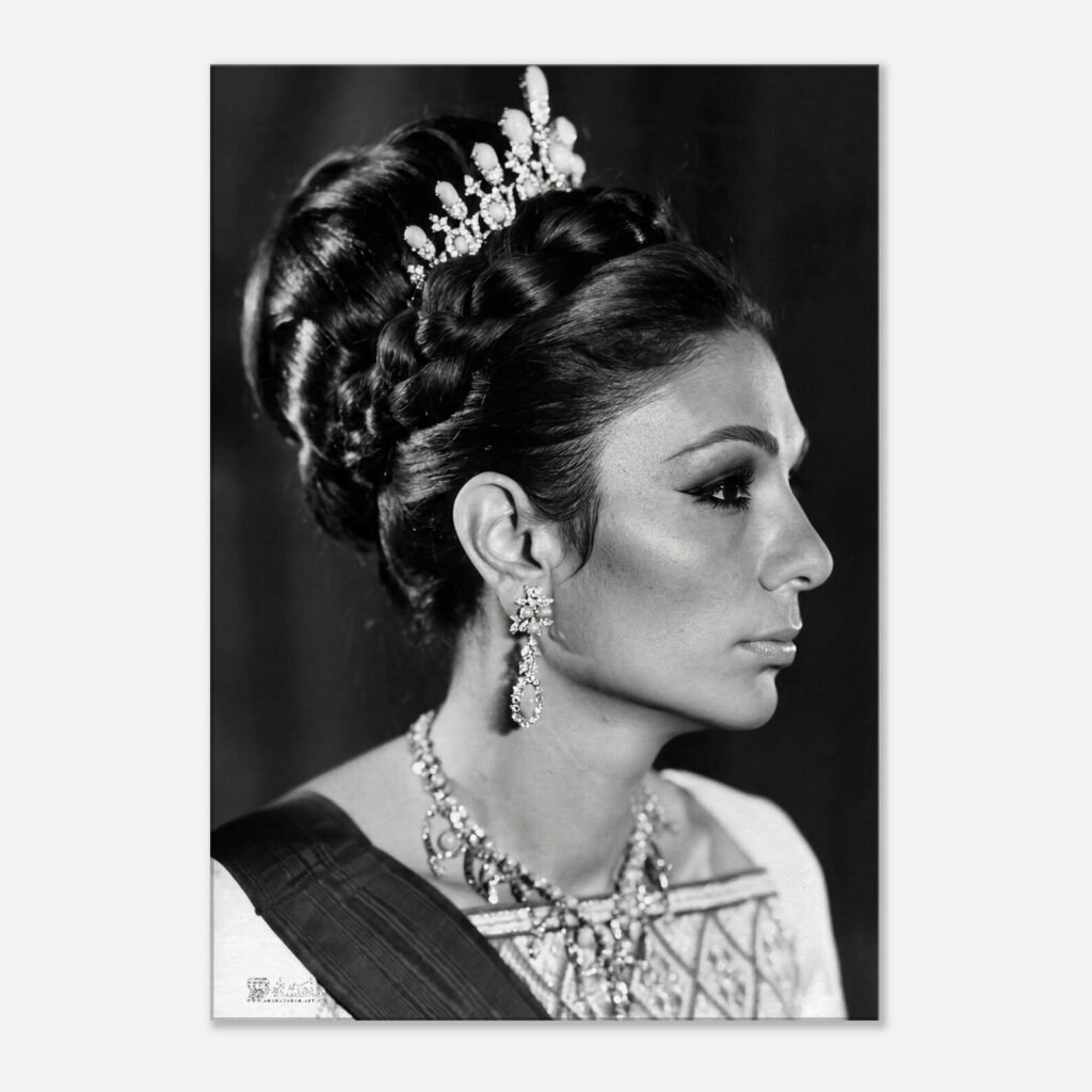Shahbanu Farah Coronation Pearl Tiara Portrait Canvas Wall Art – Persian Imperial Decor — detail 3