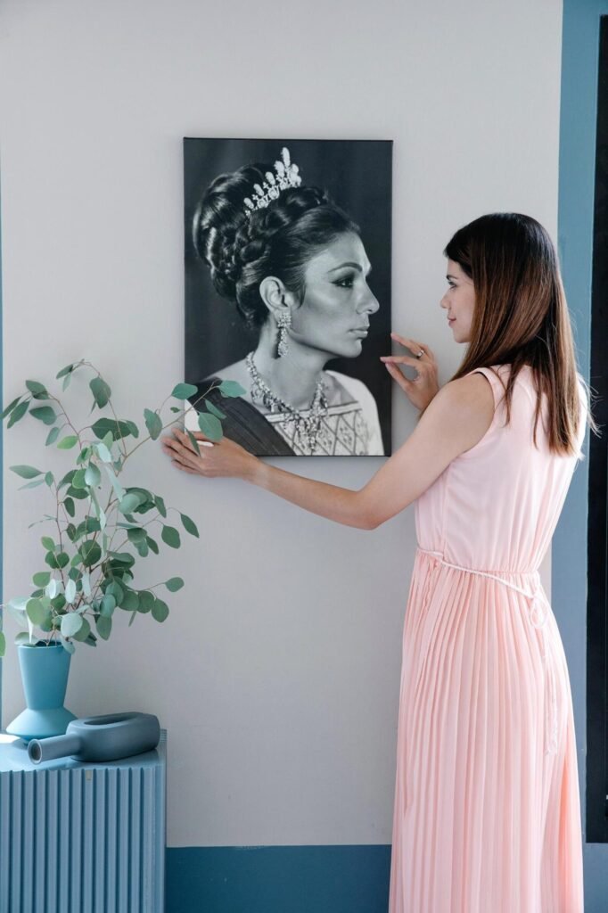 Shahbanu Farah Coronation Pearl Tiara Portrait Canvas Wall Art – Persian Imperial Decor — detail 5