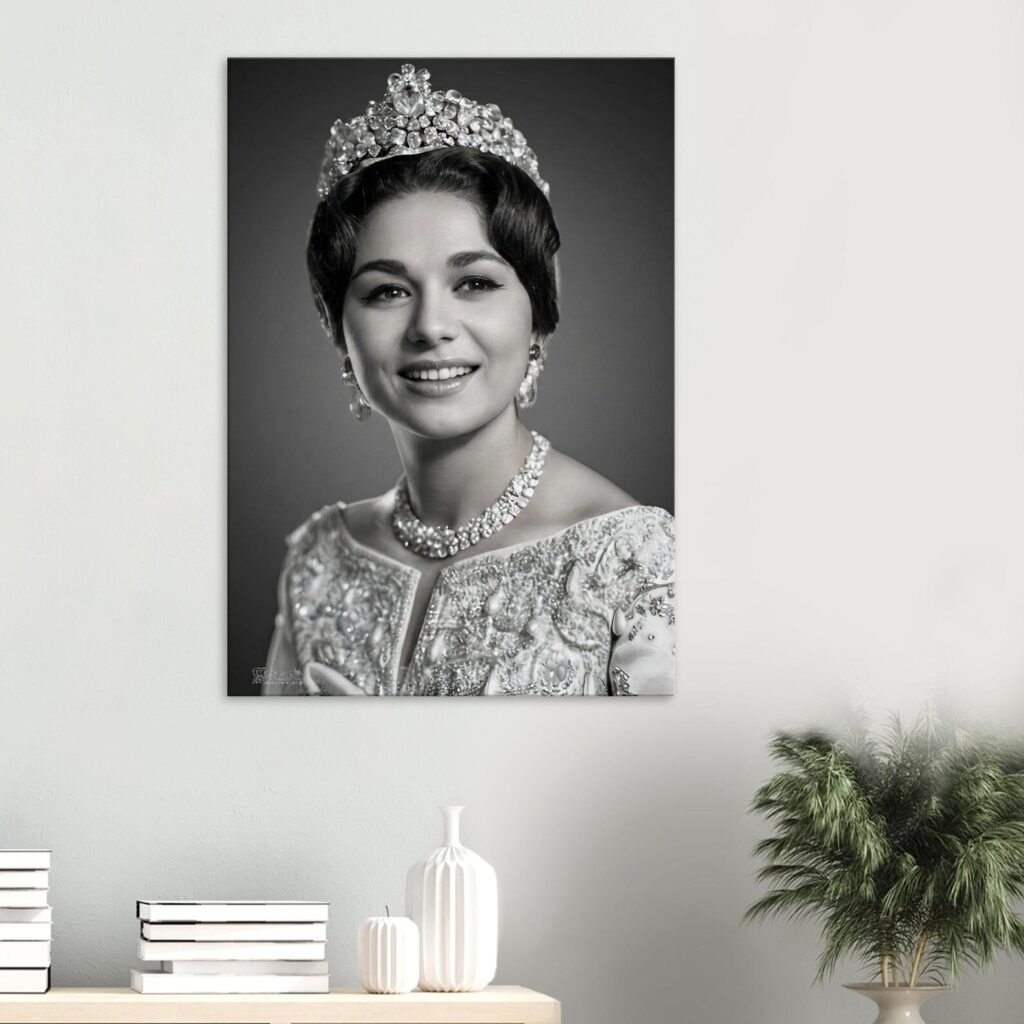 Shahbanu Farah Coronation Portrait Canvas Wall Art – Persian Imperial Decor