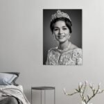 Shahbanu Farah Coronation Portrait Canvas Wall Art – Persian Imperial Decor — detail 3