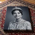 Shahbanu Farah Coronation Portrait Canvas Wall Art – Persian Imperial Decor — detail 4