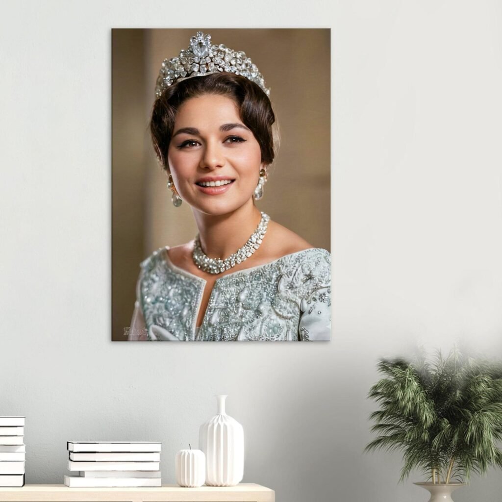 Shahbanu Farah Coronation Portrait Canvas Wall Art – Persian Royal Decor