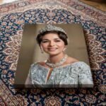 Shahbanu Farah Coronation Portrait Canvas Wall Art – Persian Royal Decor — detail 4