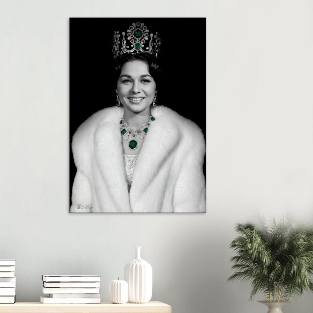 Shahbanu Farah Pahlavi Royal Crown Canvas Print – Persian Imperial Portrait Wall Art
