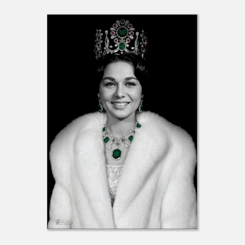 Shahbanu Farah Pahlavi Royal Crown Canvas Print – Persian Imperial Portrait Wall Art — detail 3