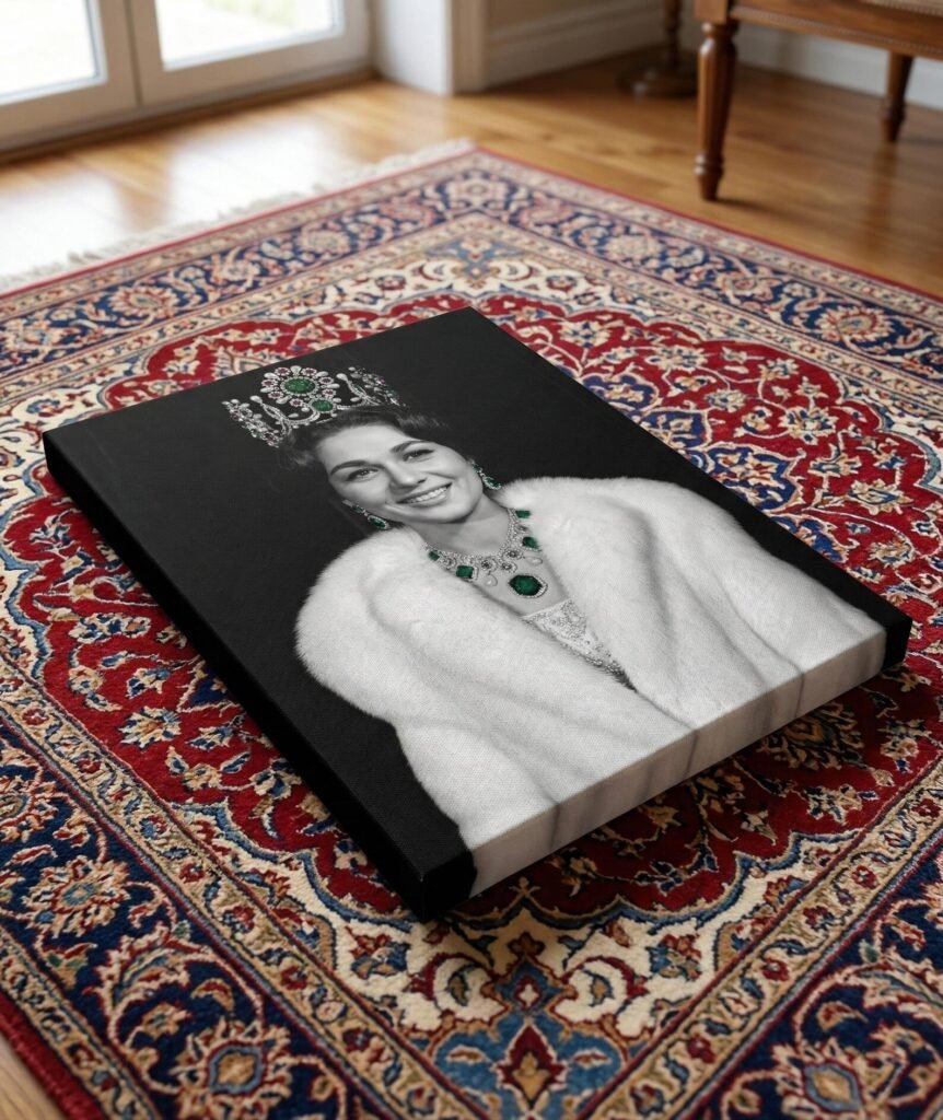 Shahbanu Farah Pahlavi Royal Crown Canvas Print – Persian Imperial Portrait Wall Art — detail 5