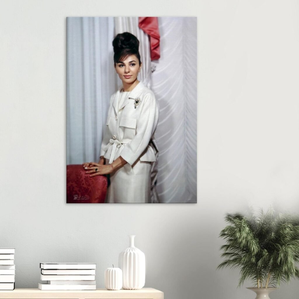 Shahbanu Farah White Gown Canvas Print – Persian Imperial Historic Wall Art