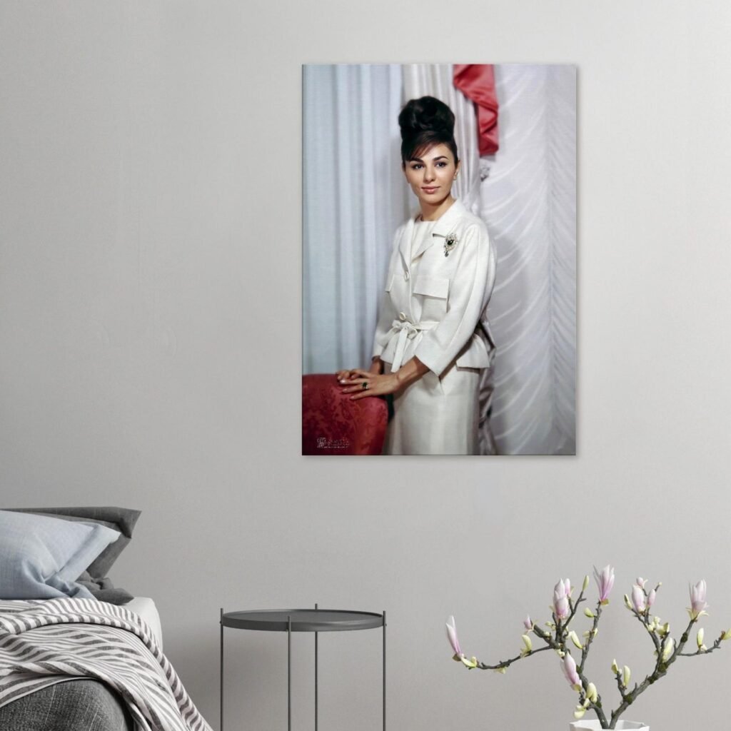 Shahbanu Farah White Gown Canvas Print – Persian Imperial Historic Wall Art — detail 3