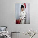 Shahbanu Farah White Gown Canvas Print – Persian Imperial Historic Wall Art — detail 3