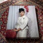 Shahbanu Farah White Gown Canvas Print – Persian Imperial Historic Wall Art — detail 5
