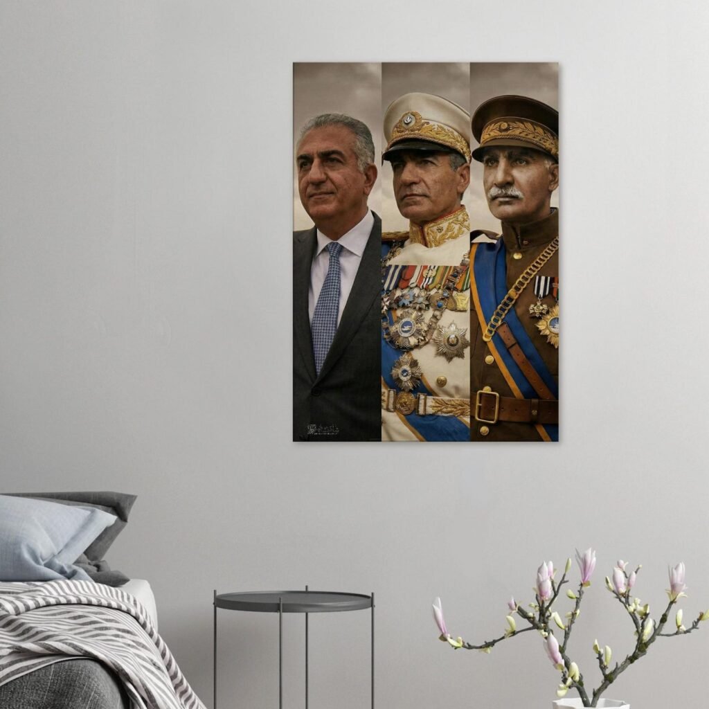 Three Pahlavi Kings Canvas Wall Art – Royal Persian Historic Decor — detail 3