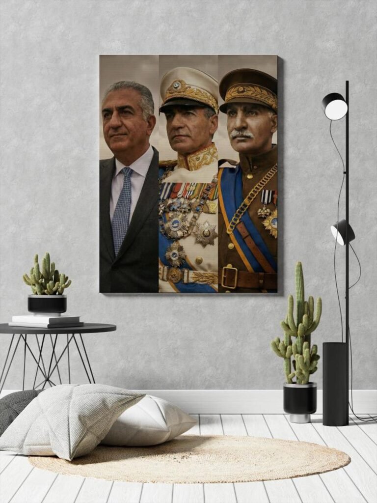 Three Pahlavi Kings Canvas Wall Art – Royal Persian Historic Decor — detail 7
