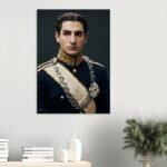 Young Mohammad Reza Shah Pahlavi Military Portrait Canvas Wall Art – Persian Royal Decor