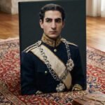 Young Mohammad Reza Shah Pahlavi Military Portrait Canvas Wall Art – Persian Royal Decor — detail 4